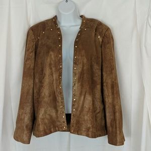 Alfred Dunner Cozy Cardigan 18p studded brown
